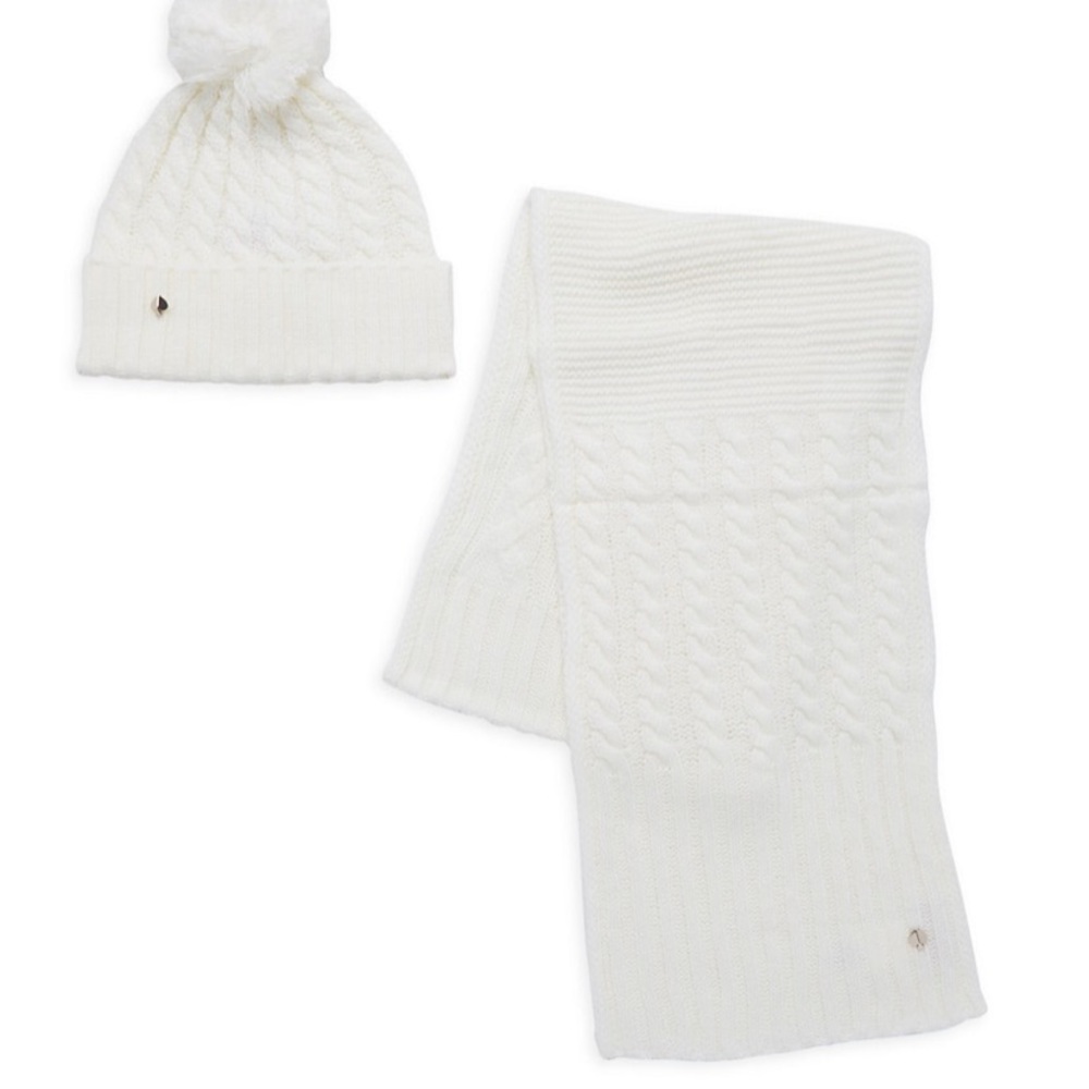 Kate spade cable knit scarf and hat set